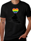 Pride Heart Graphic Tee - Black Crewneck T-Shirt