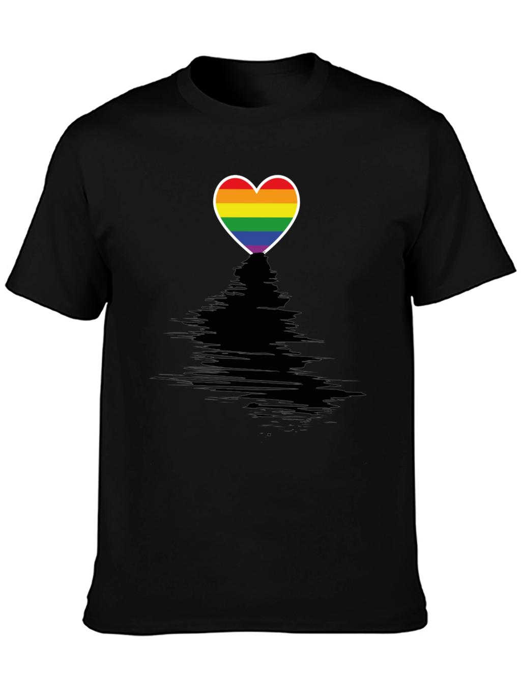 Pride Heart Graphic Tee - Black Crewneck T-Shirt