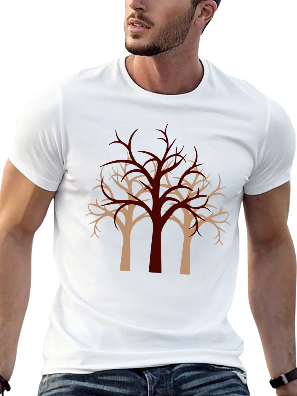 Modern Tree Graphic Black T-Shirt