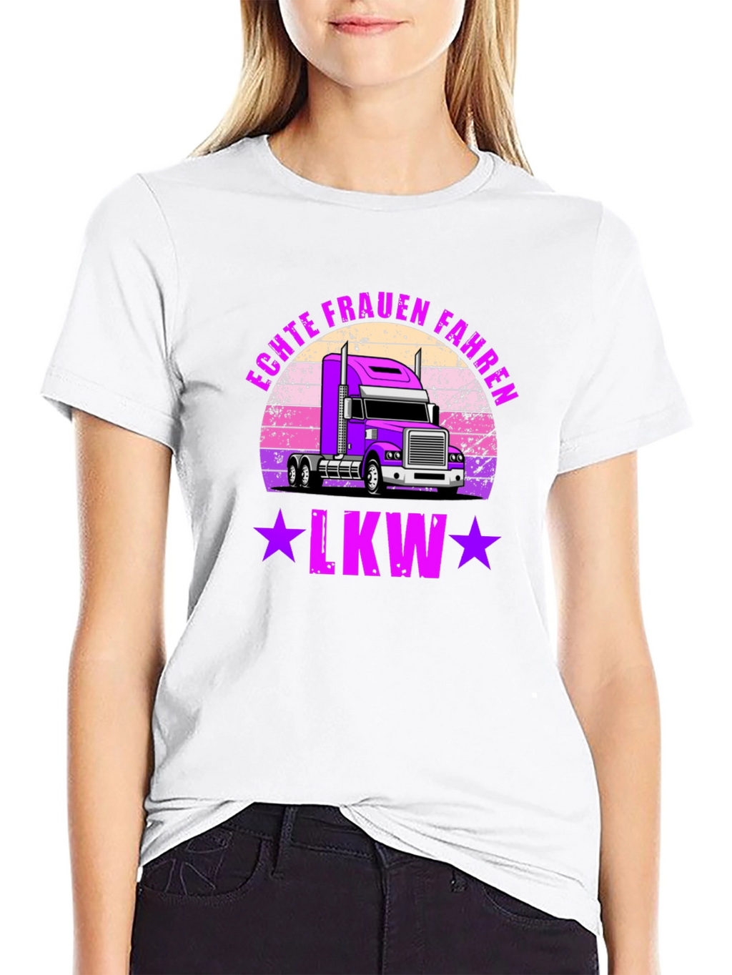 Echte Frauen Fahren LKW Trucker T-Shirt