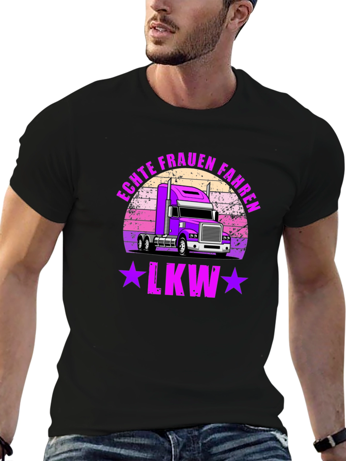 Echte Frauen Fahren LKW Trucker T-Shirt