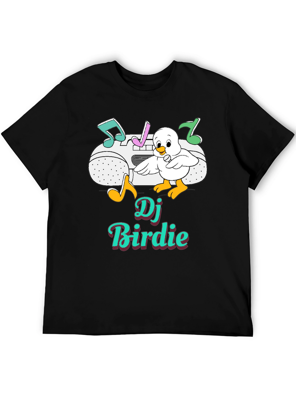 DJ Birdie Graphic Tee - Retro Boombox Design