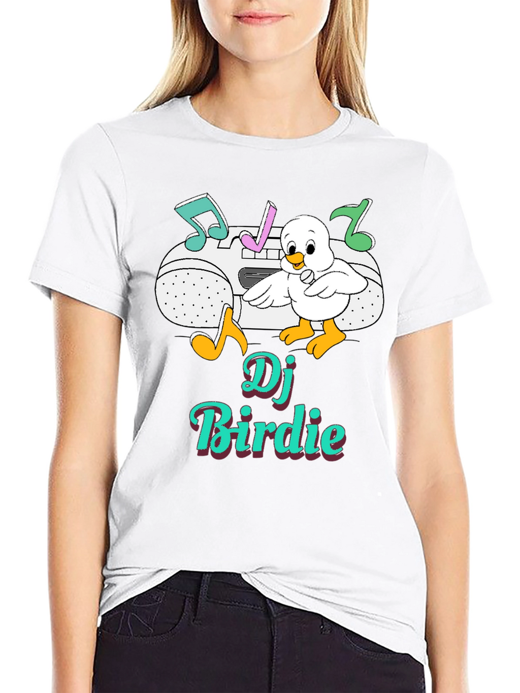 DJ Birdie Graphic Tee - Retro Boombox Design