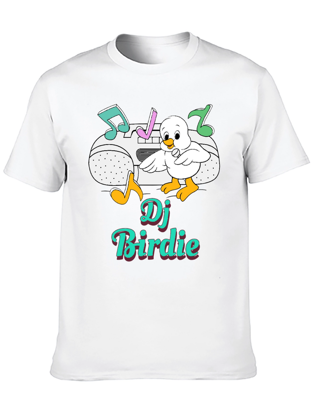 DJ Birdie Graphic Tee - Retro Boombox Design