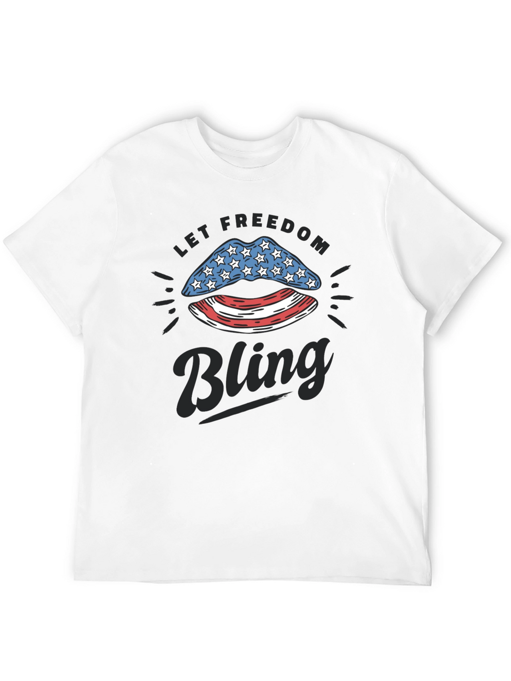 Let Freedom Bling Patriotic USA Lips T-Shirt