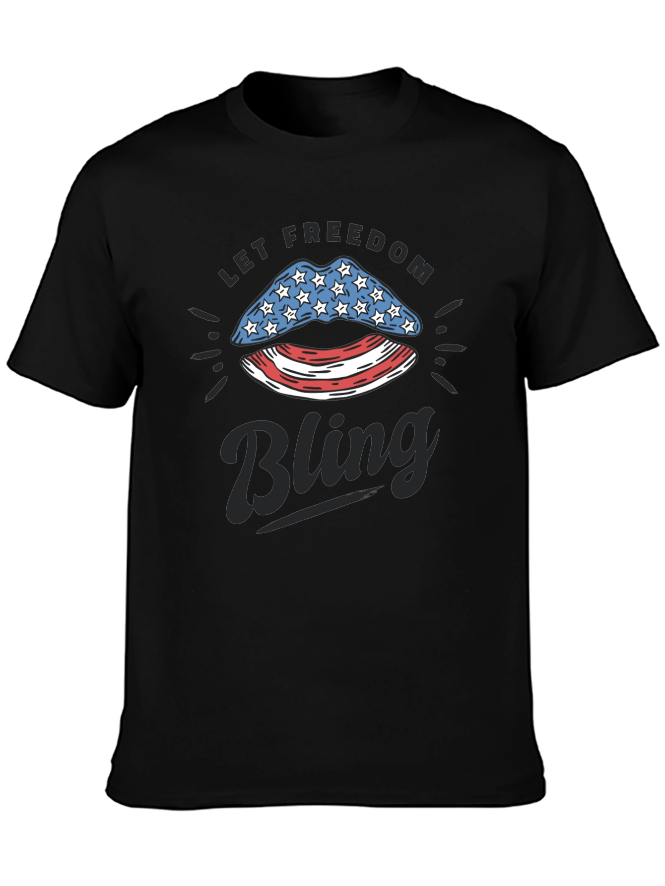 Let Freedom Bling Patriotic USA Lips T-Shirt
