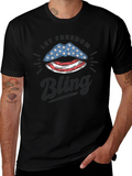 Let Freedom Bling Patriotic USA Lips T-Shirt