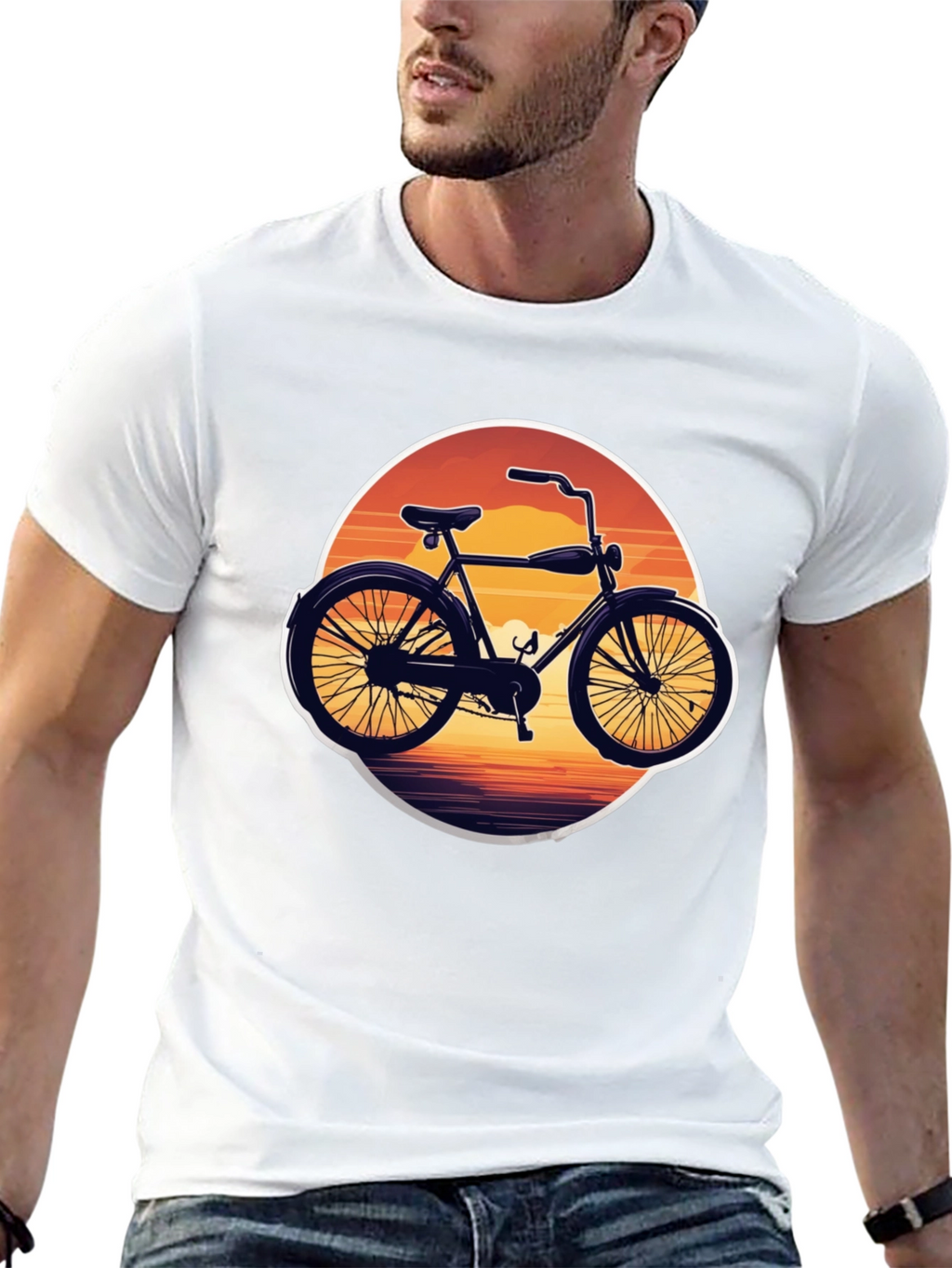 Retro Bicycle Sunset Graphic Tee