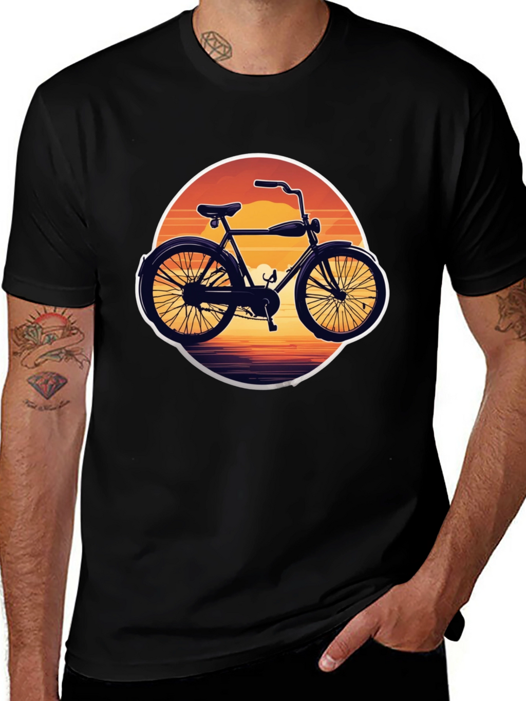 Retro Bicycle Sunset Graphic Tee