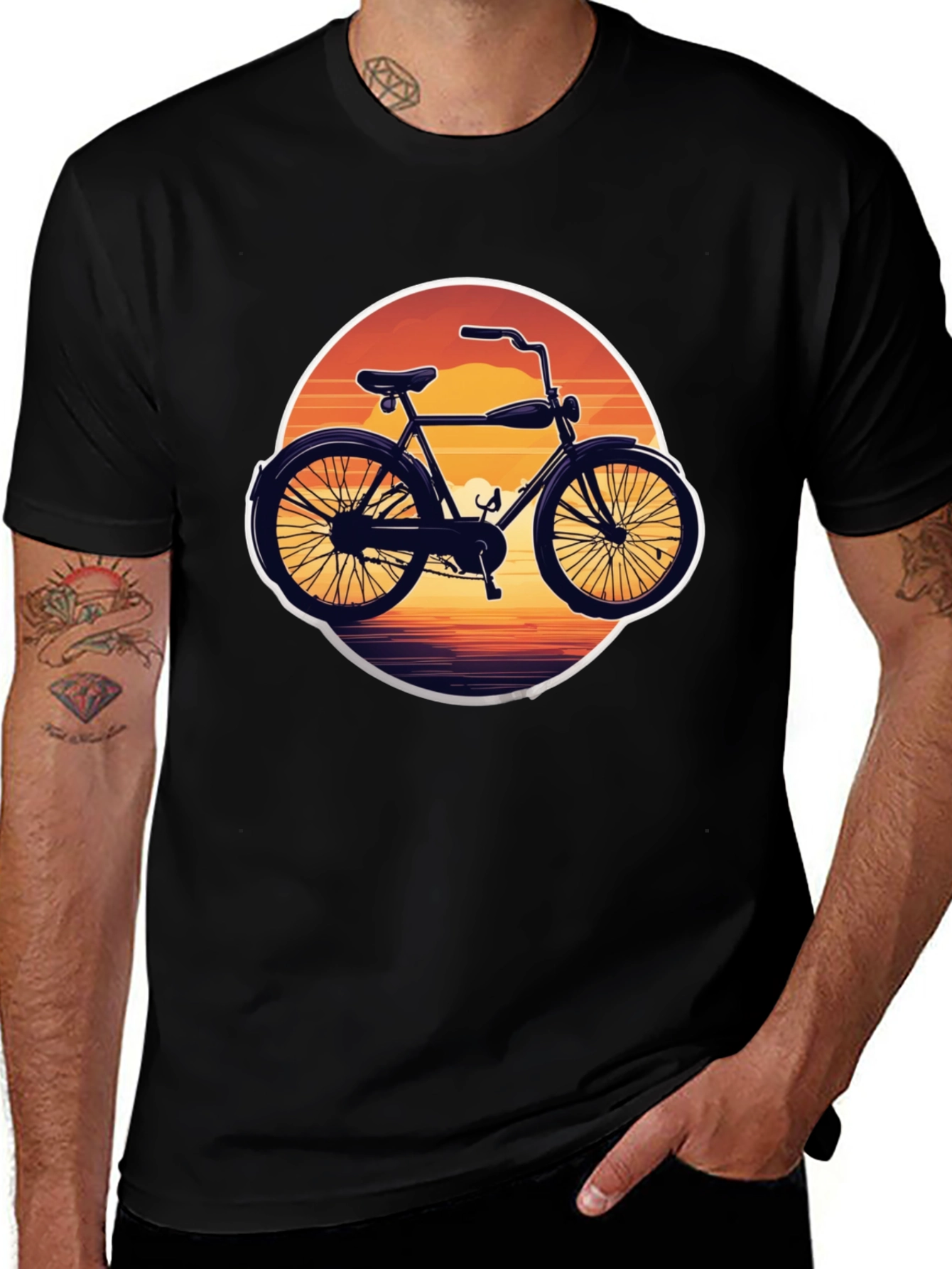 Retro Bicycle Sunset Graphic Tee