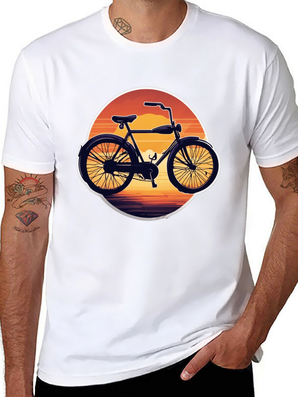 Retro Bicycle Sunset Graphic Tee