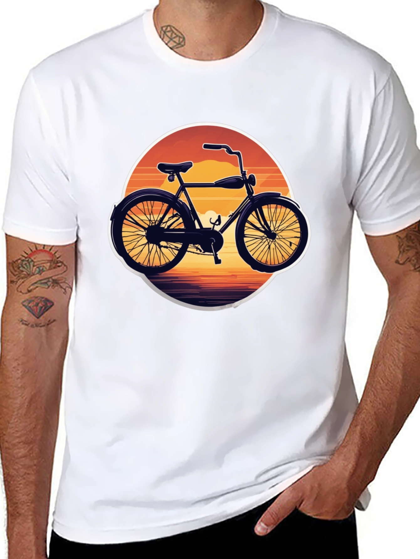 Retro Bicycle Sunset Graphic Tee