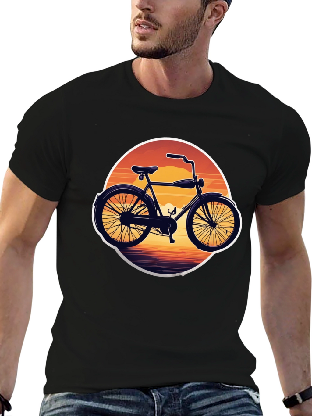 Retro Bicycle Sunset Graphic Tee
