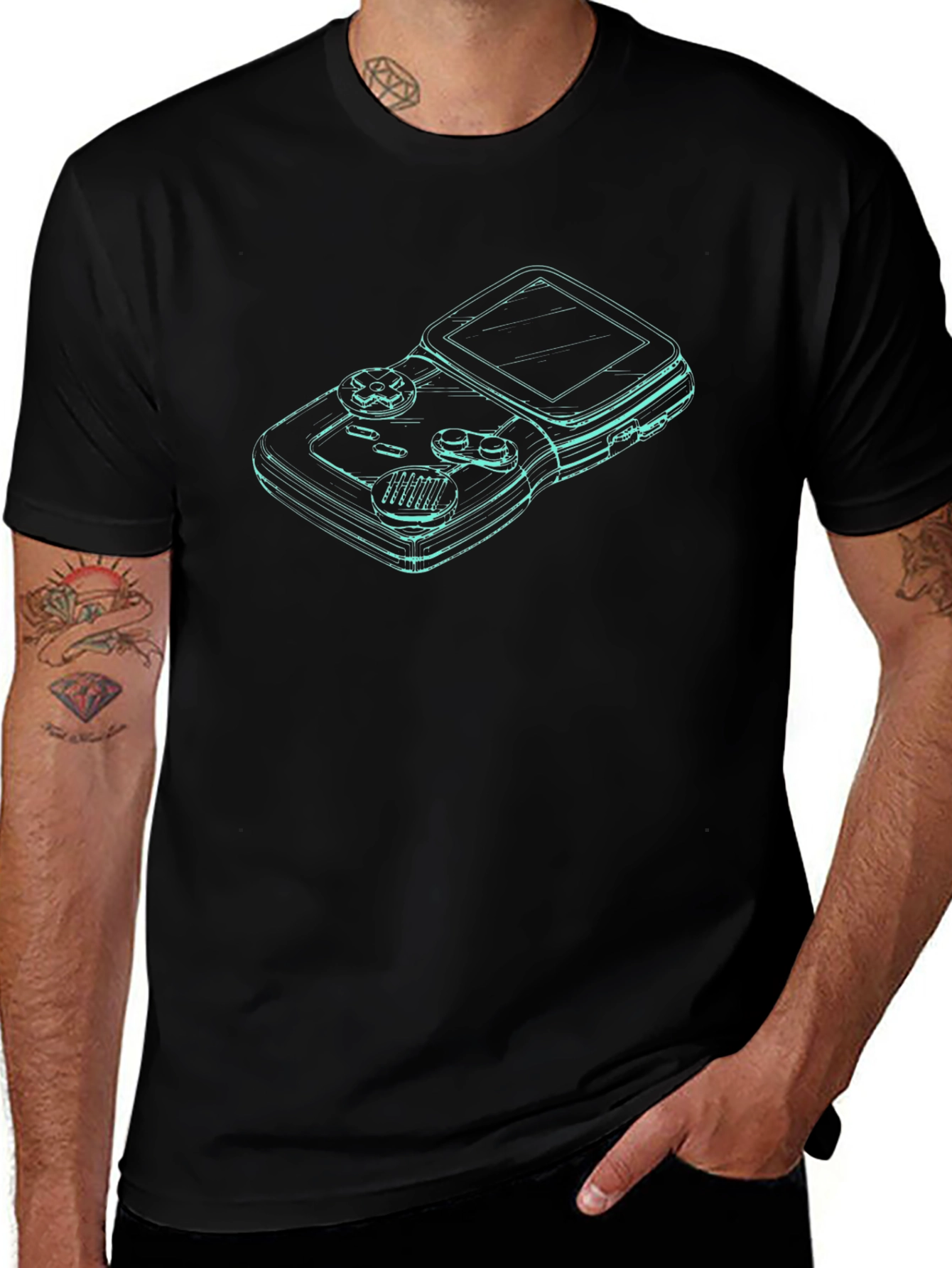 Retro Gamer Tee - Classic Console Outline Design