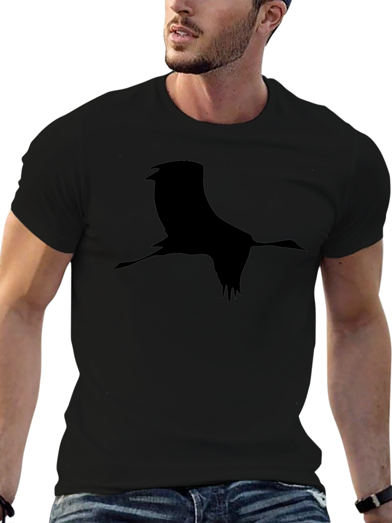 Crane Silhouette Black T-Shirt
