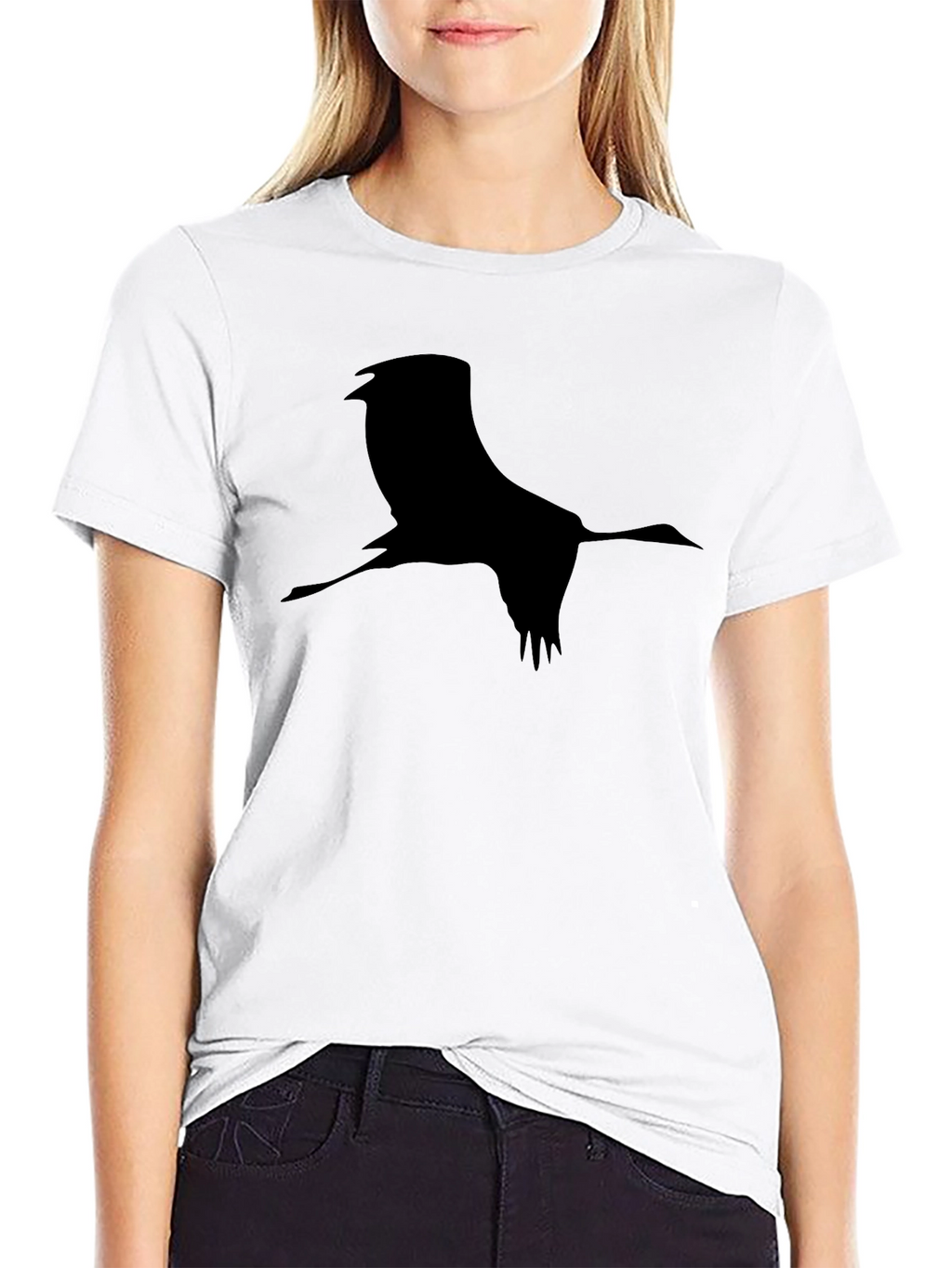 Crane Silhouette Black T-Shirt
