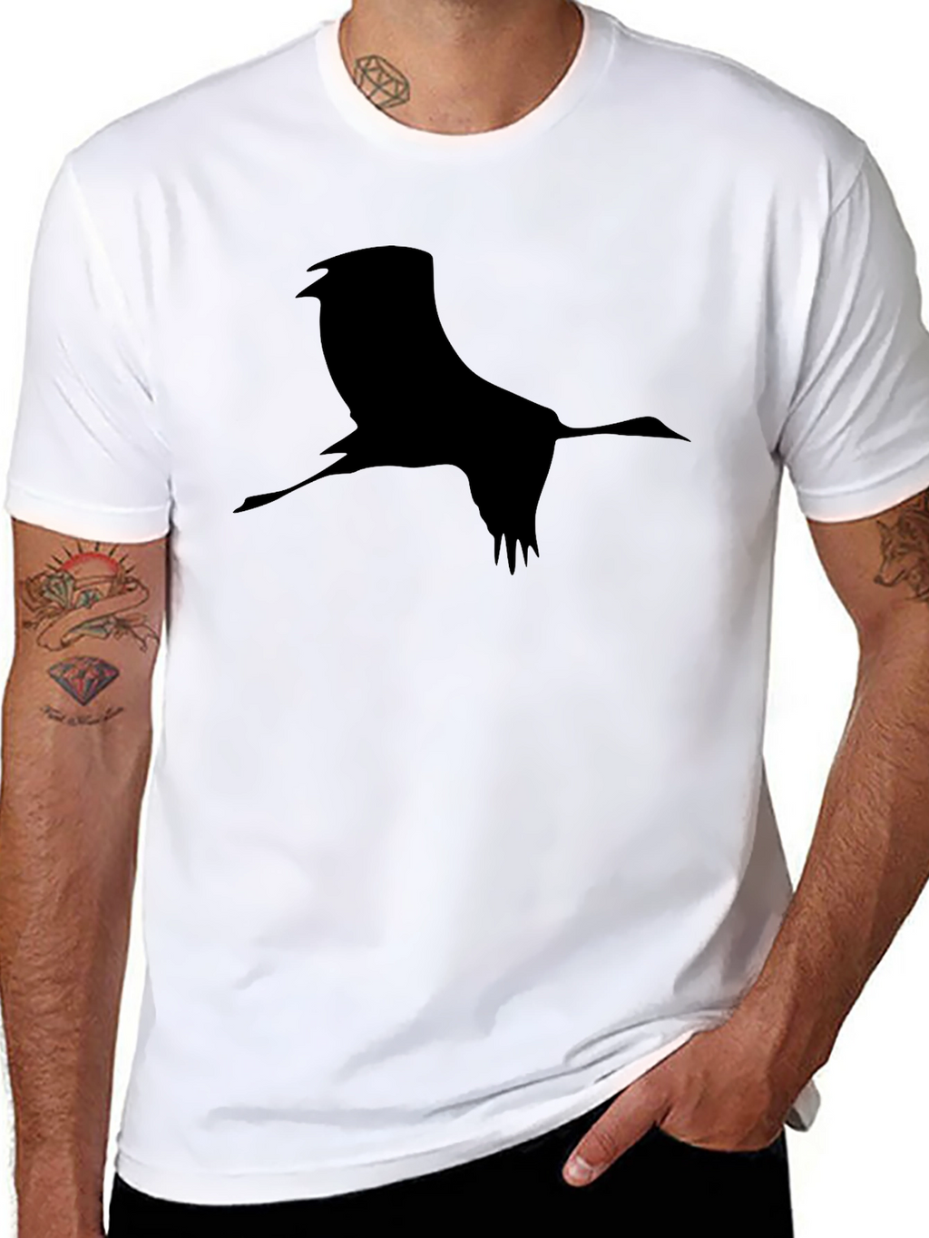 Crane Silhouette Black T-Shirt