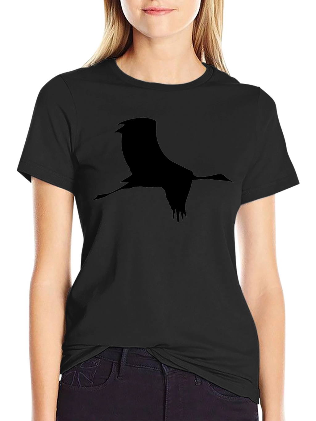 Crane Silhouette Black T-Shirt