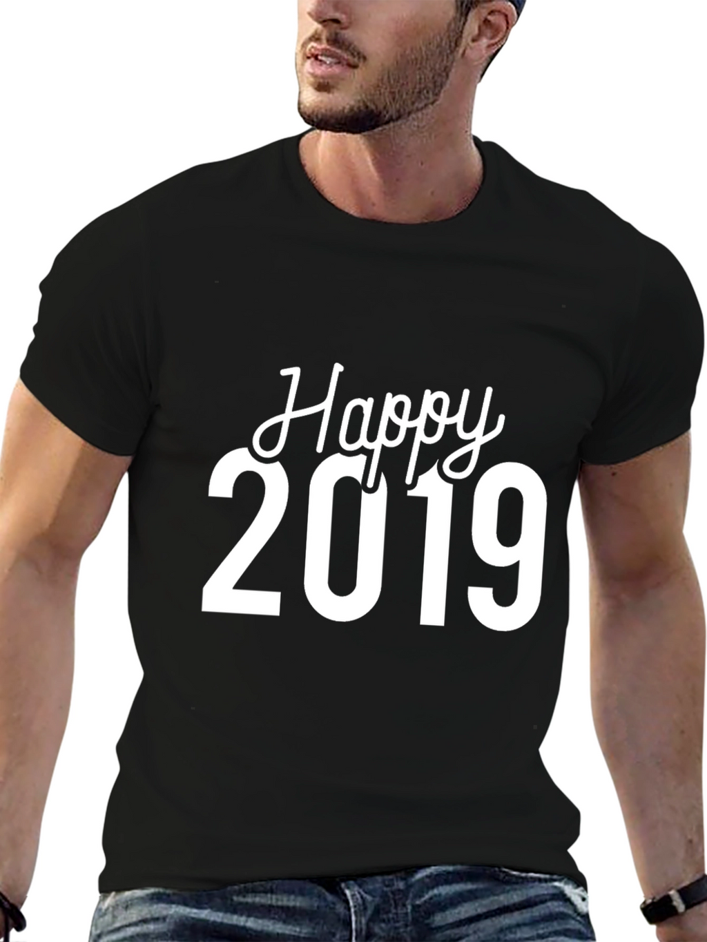 Happy 2019 Black T-Shirt - New Year Celebration Tee
