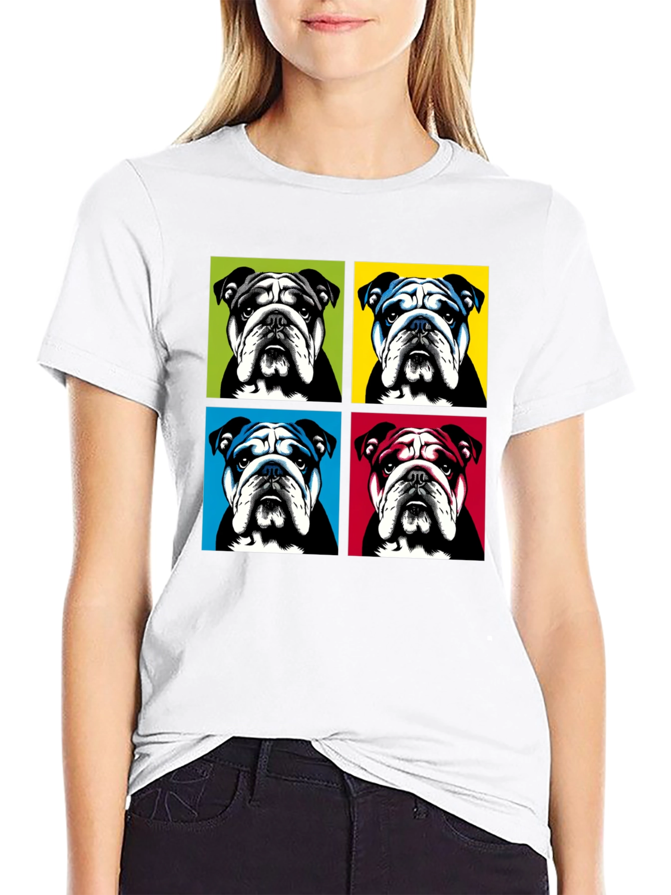 Pop Art Bulldog Graphic T-Shirt - Trendy Style
