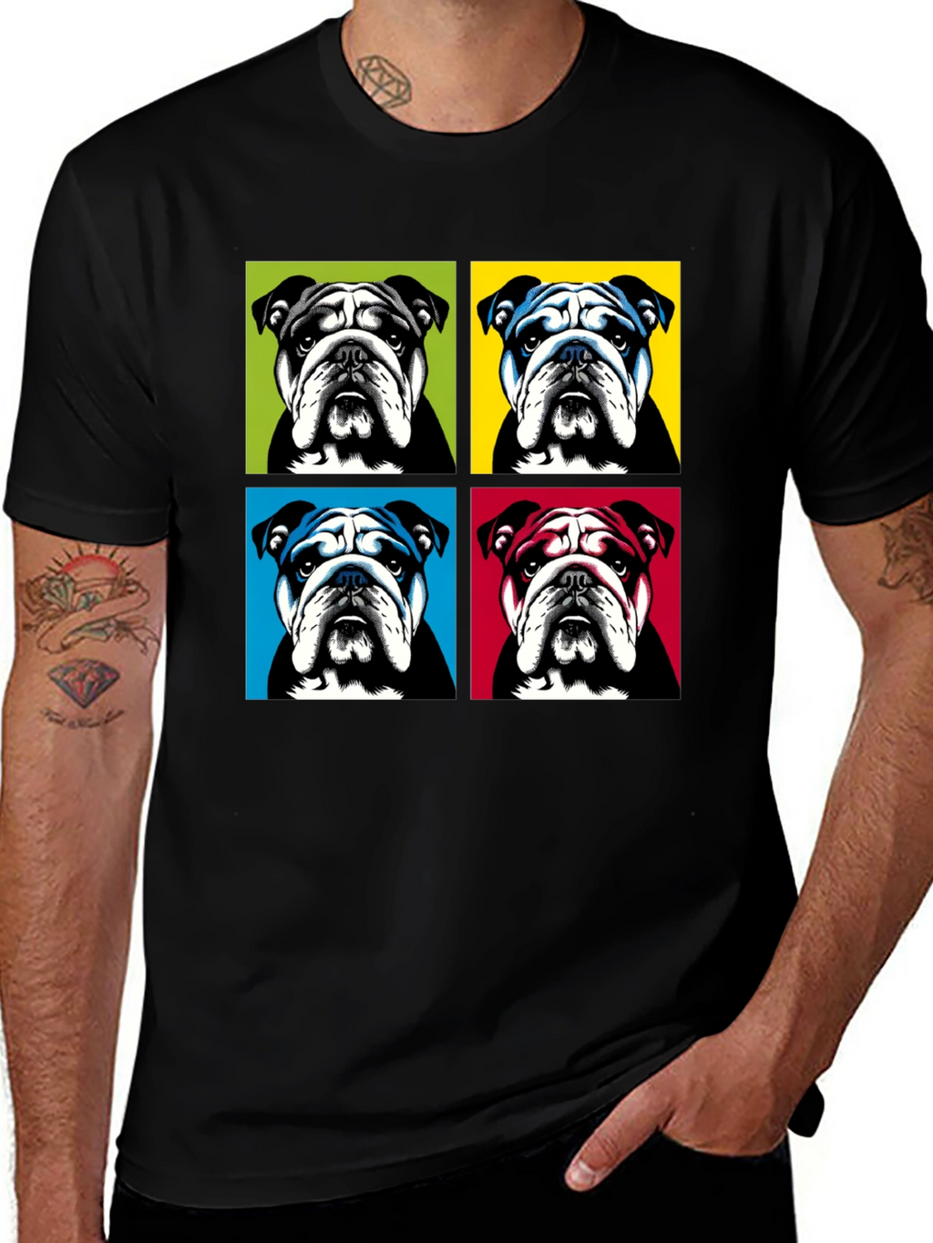 Pop Art Bulldog Graphic T-Shirt - Trendy Style