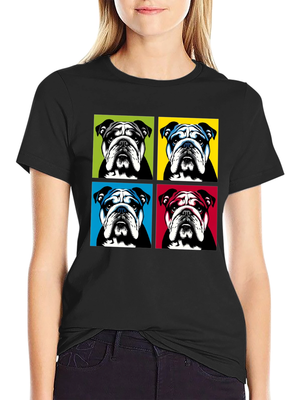 Pop Art Bulldog Graphic T-Shirt - Trendy Style