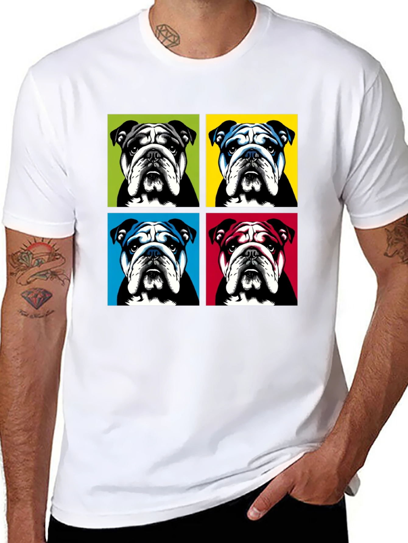Pop Art Bulldog Graphic T-Shirt - Trendy Style