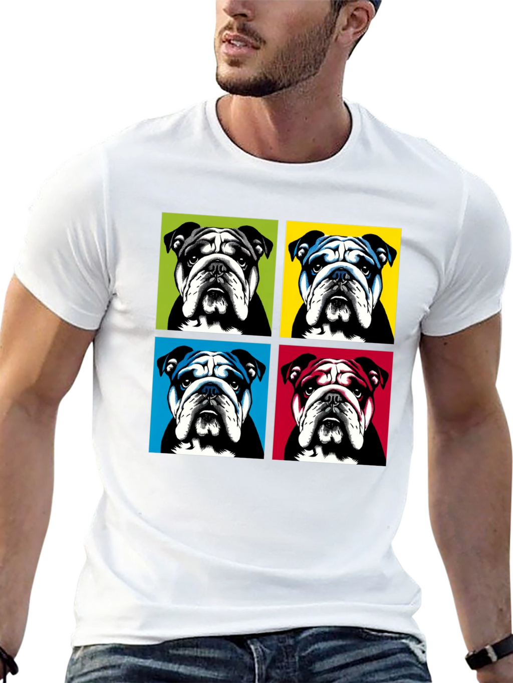 Pop Art Bulldog Graphic T-Shirt - Trendy Style