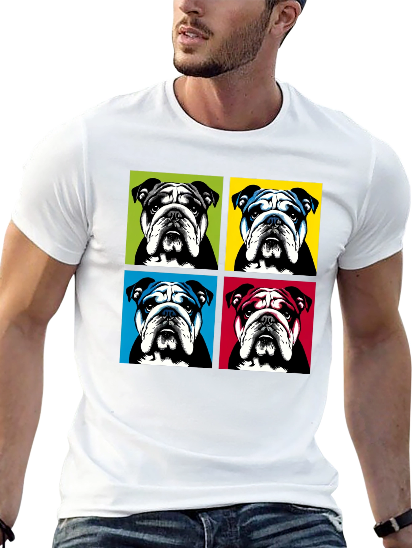Pop Art Bulldog Graphic T-Shirt - Trendy Style
