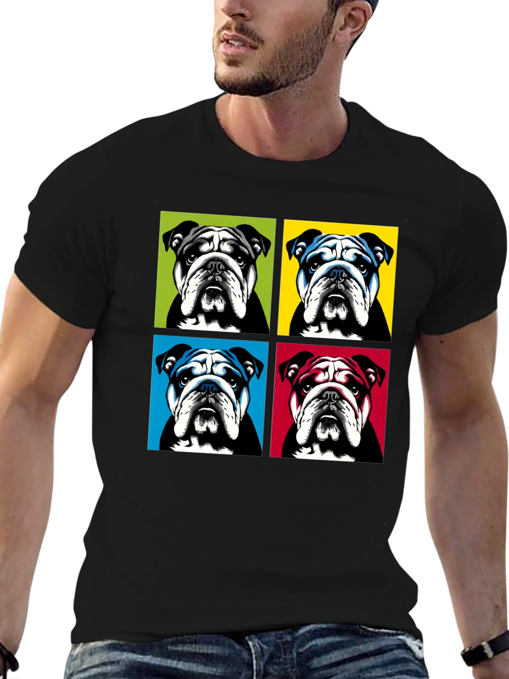 Pop Art Bulldog Graphic T-Shirt - Trendy Style
