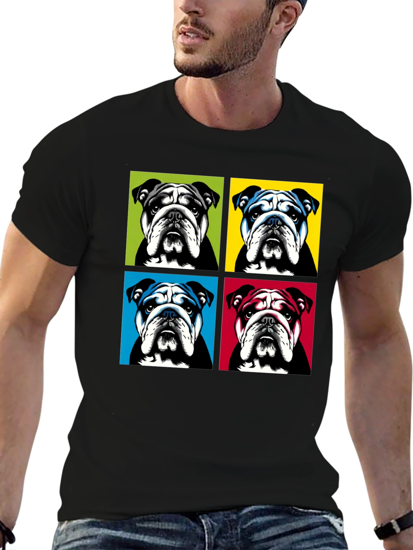 Pop Art Bulldog Graphic T-Shirt - Trendy Style