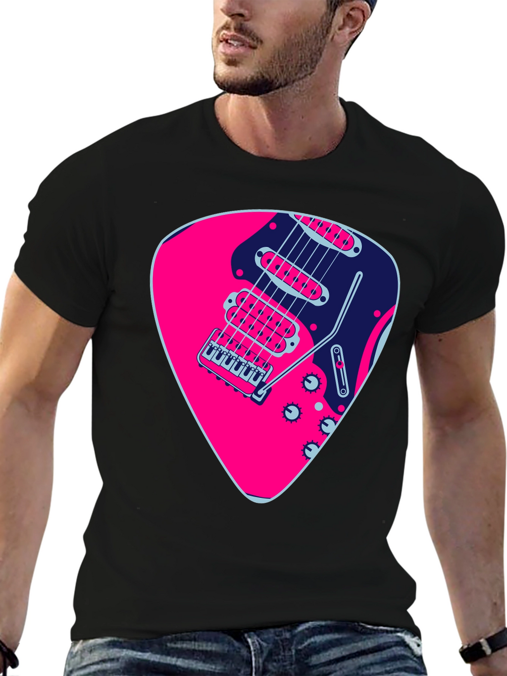 Guitar Pick Graphic Black T-Shirt