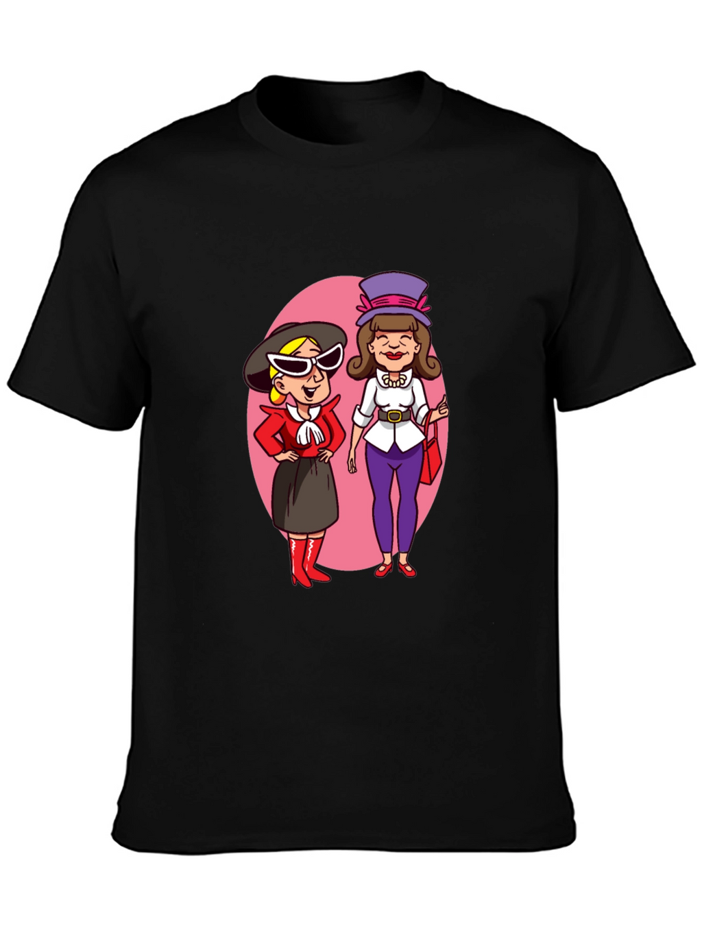 Retro Cartoon Ladies T-Shirt - Black