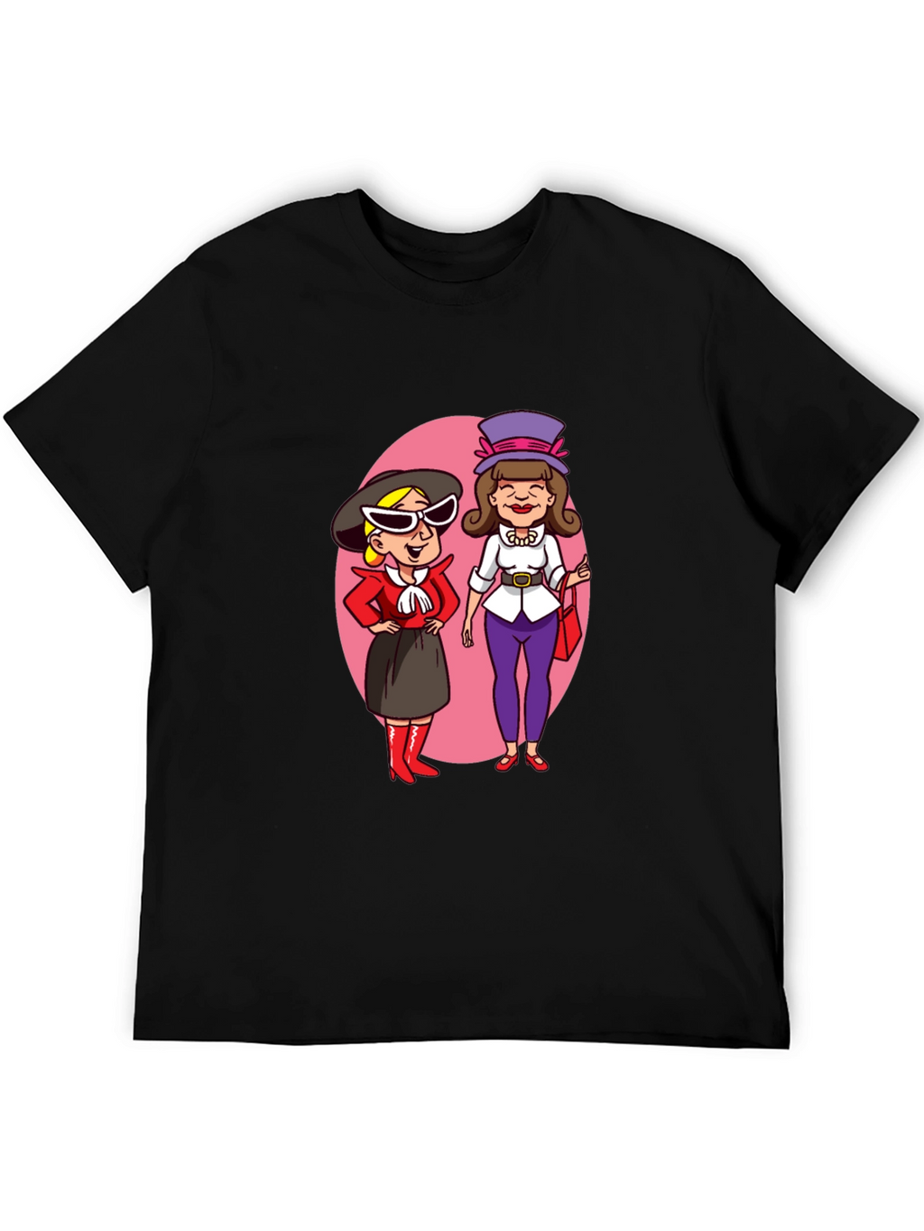 Retro Cartoon Ladies T-Shirt - Black