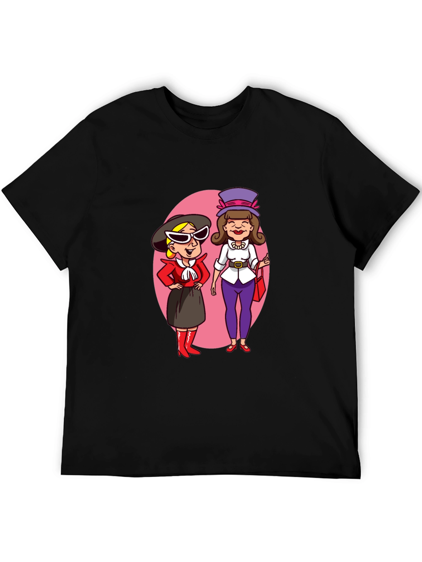 Retro Cartoon Ladies T-Shirt - Black