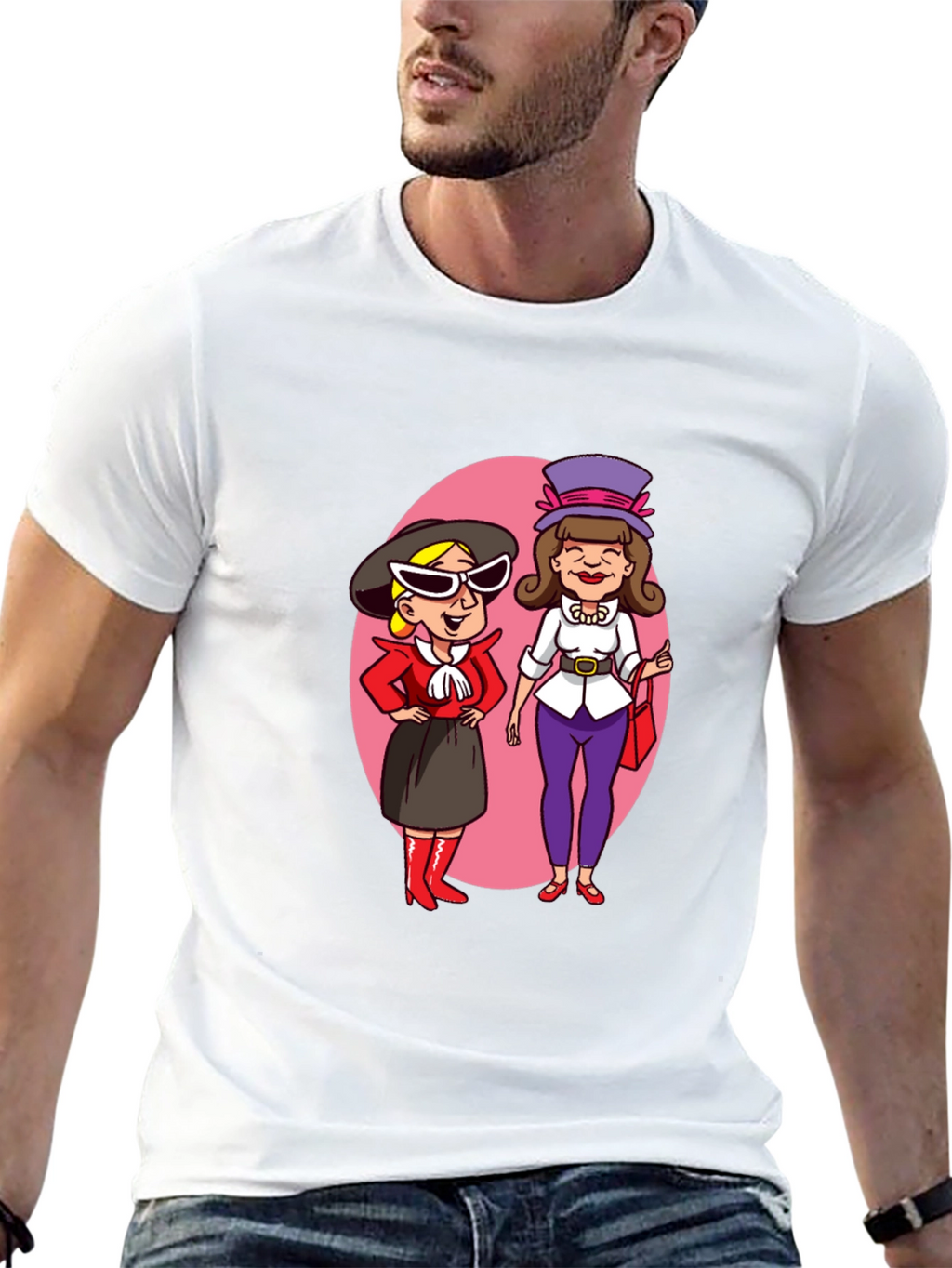 Retro Cartoon Ladies T-Shirt - Black
