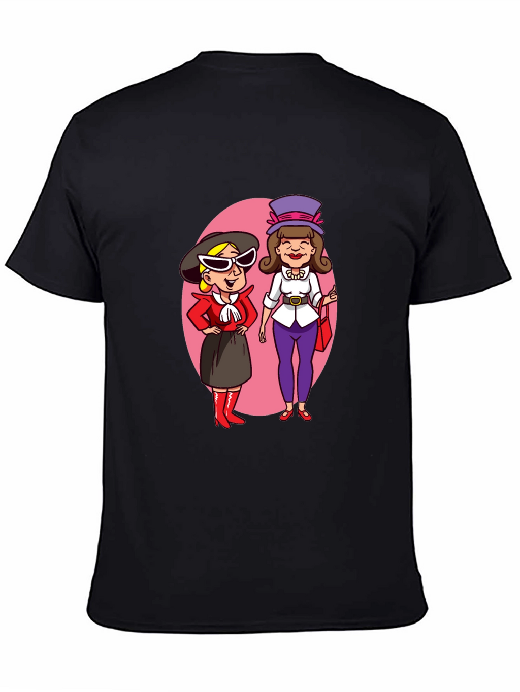 Retro Cartoon Ladies T-Shirt - Black