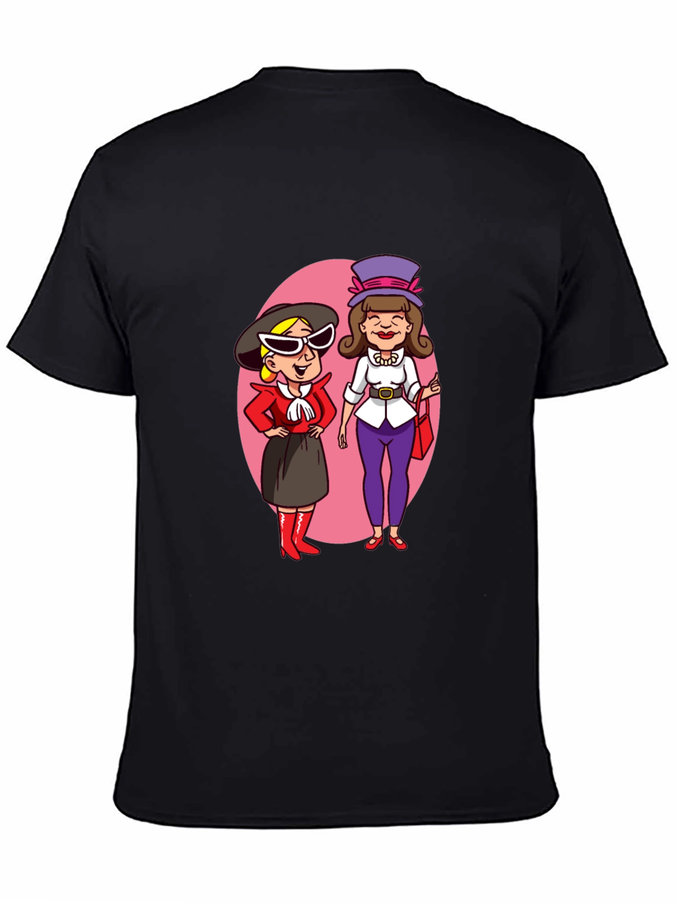 Retro Cartoon Ladies T-Shirt - Black