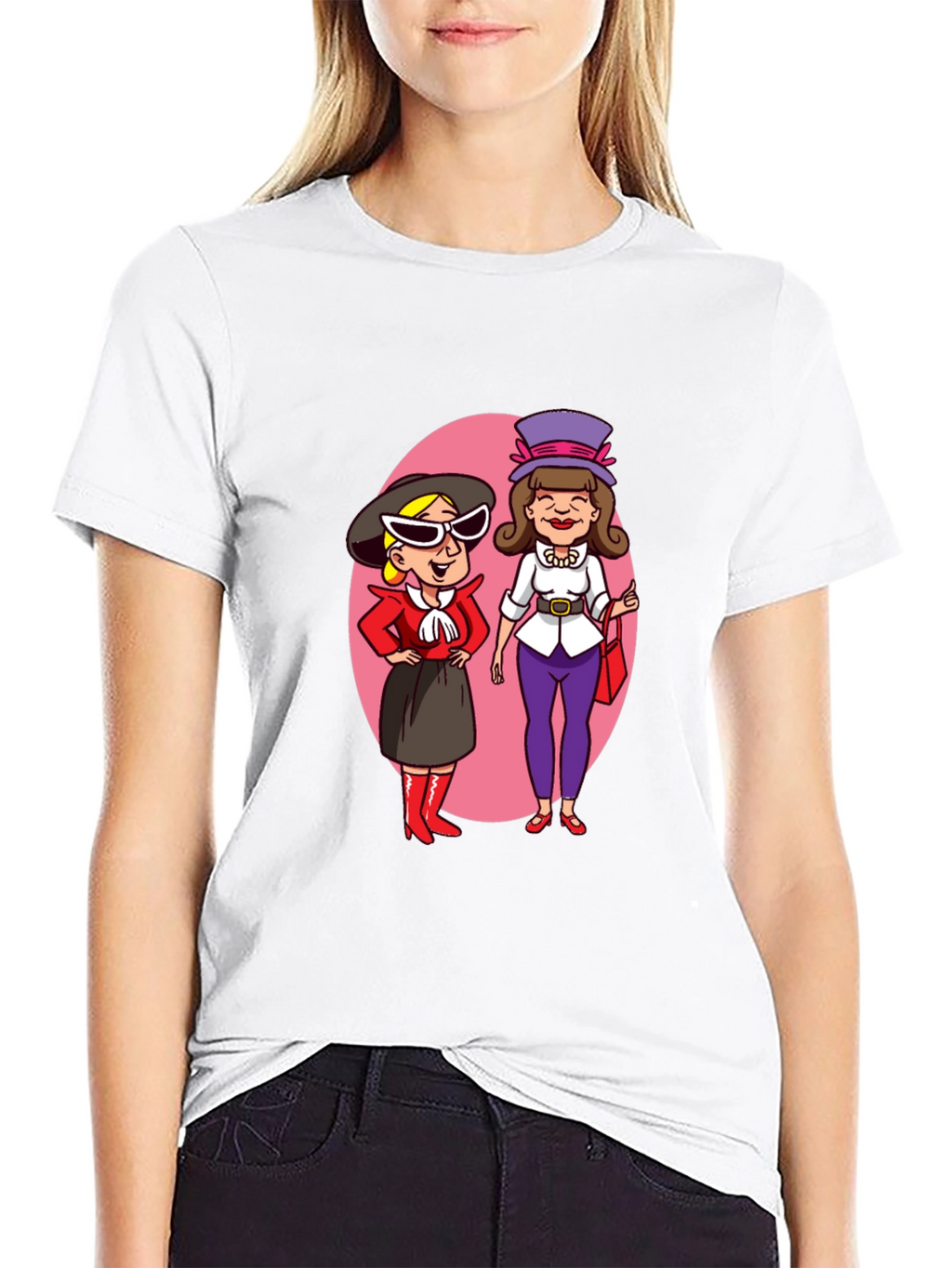 Retro Cartoon Ladies T-Shirt - Black