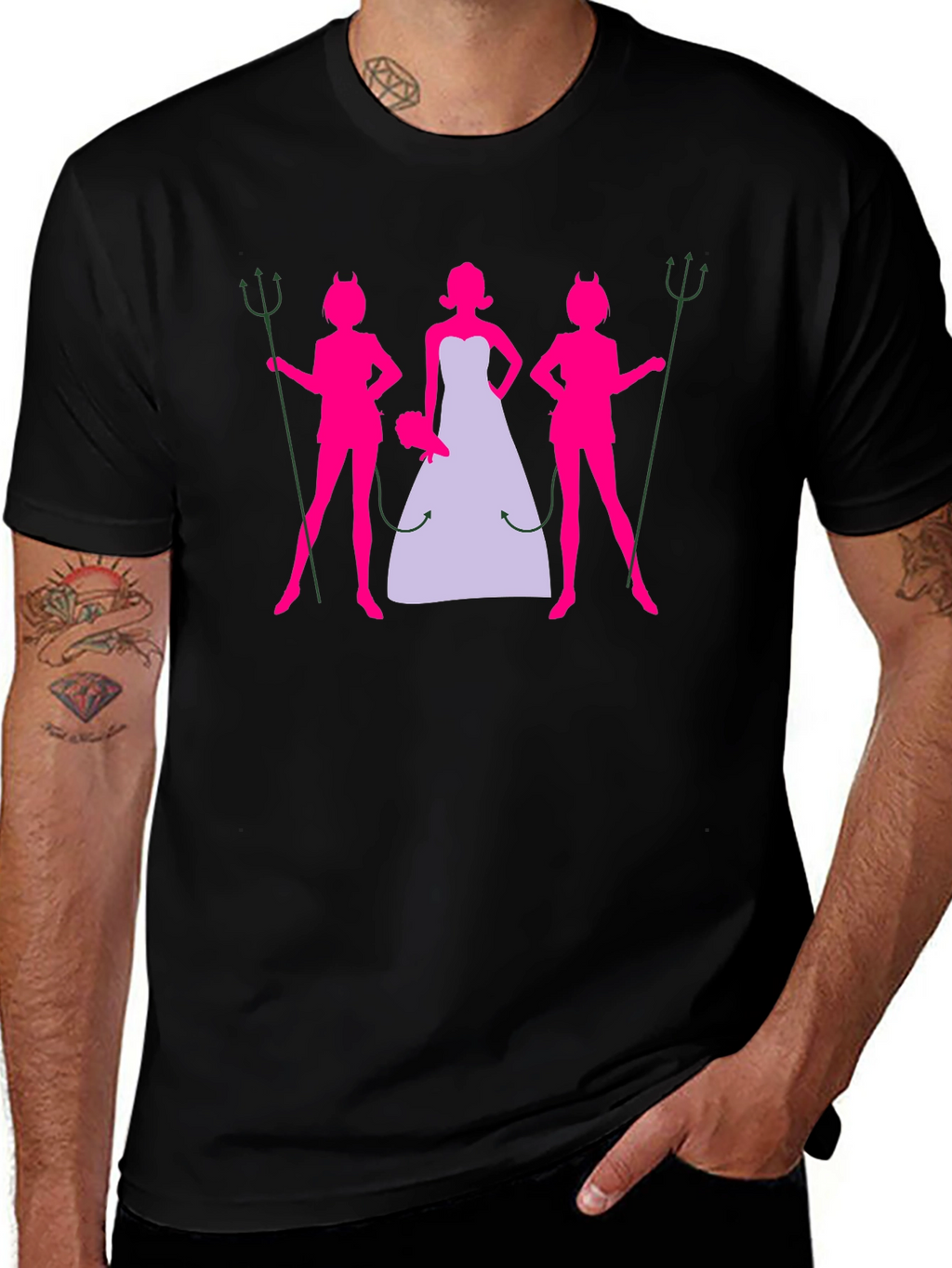 Bride and Devil Bridesmaids Graphic T-Shirt