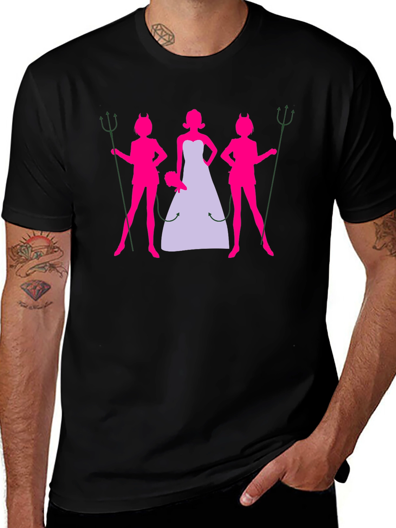 Bride and Devil Bridesmaids Graphic T-Shirt