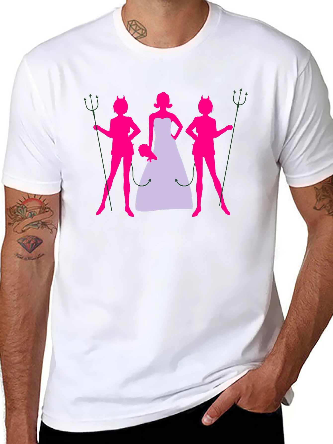 Bride and Devil Bridesmaids Graphic T-Shirt
