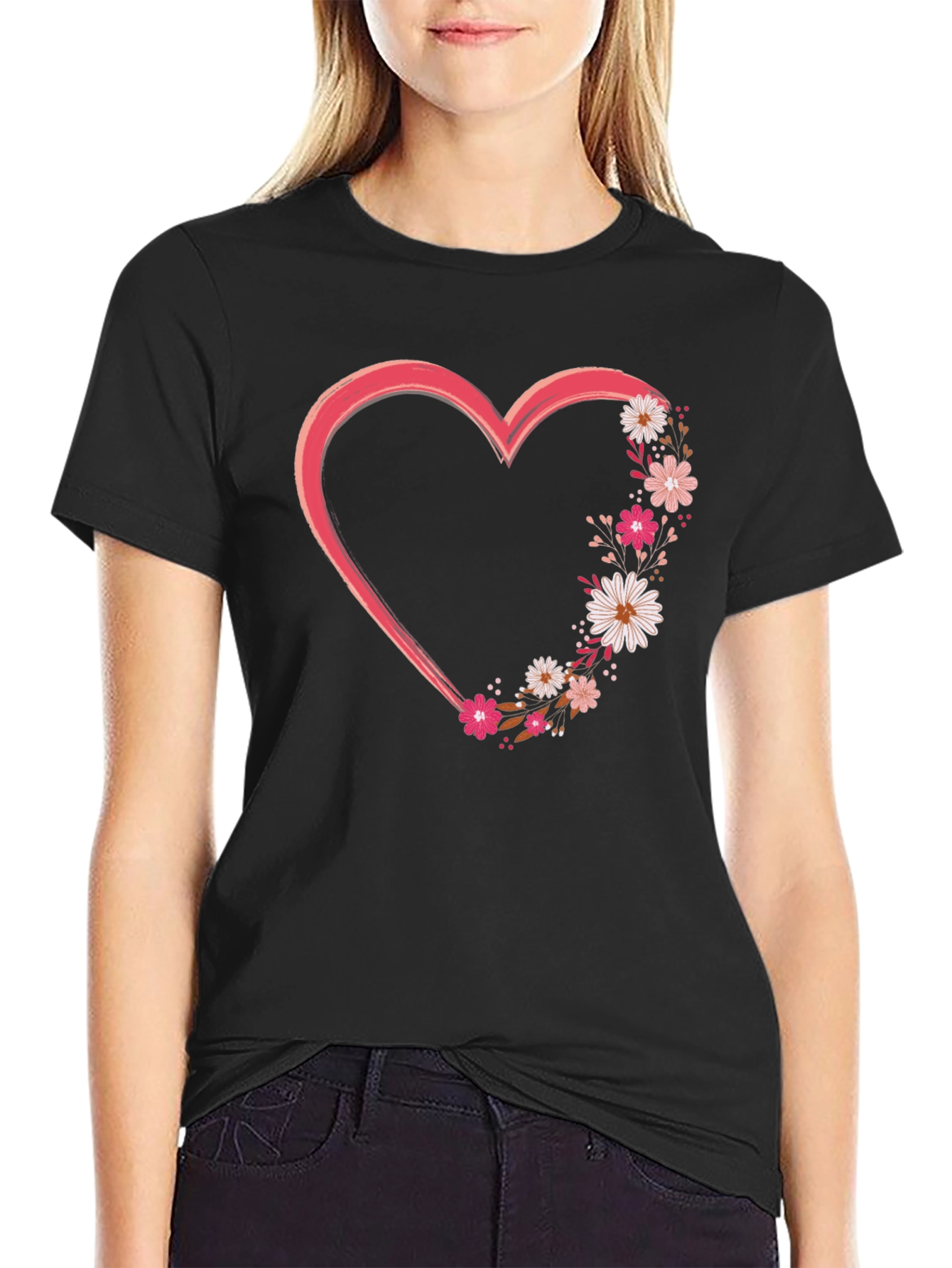 Floral Heart Graphic Tee - Stylish and Unique!
