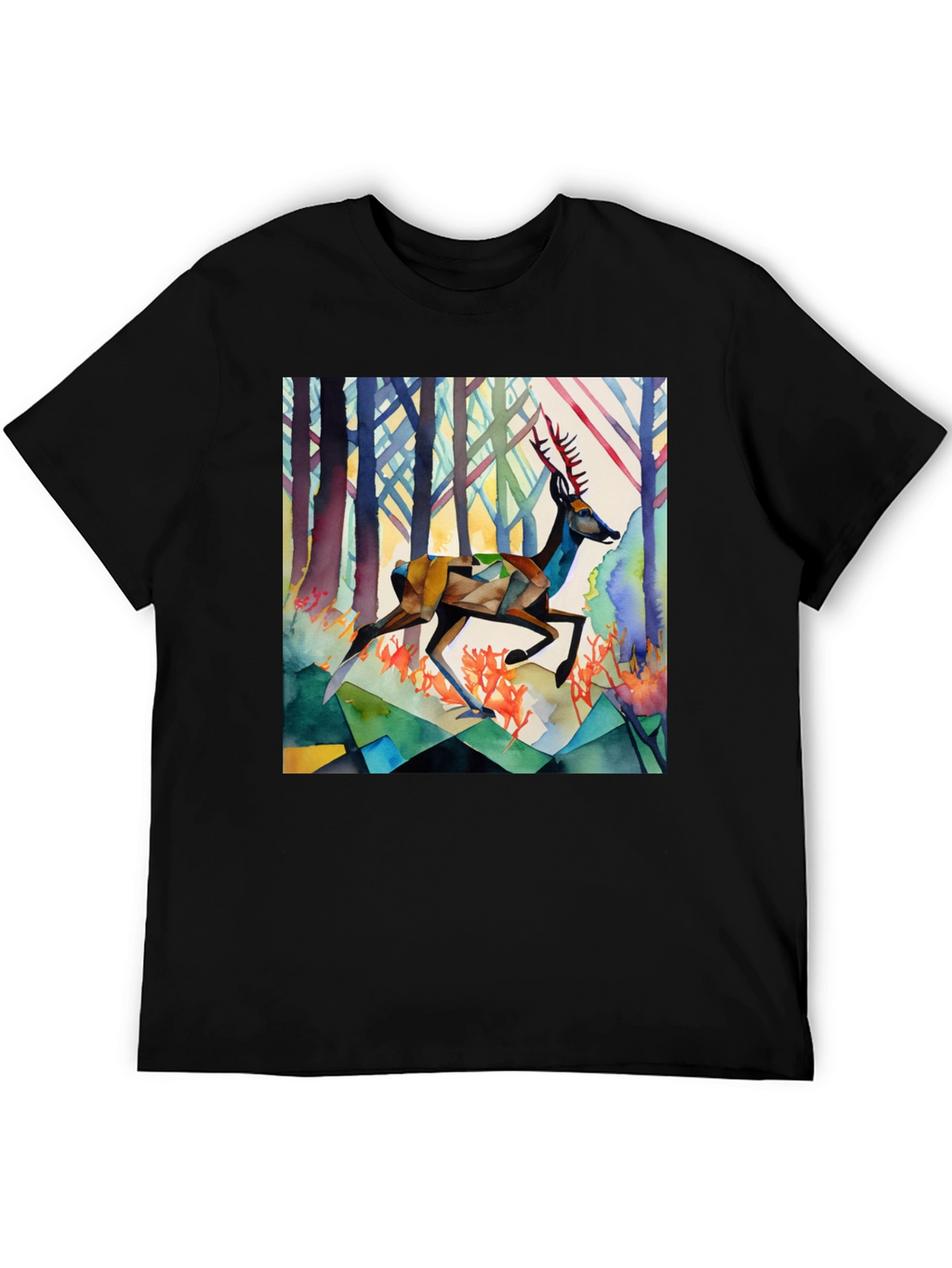Geometric Deer Graphic Tee - Stylish Mens Shirt