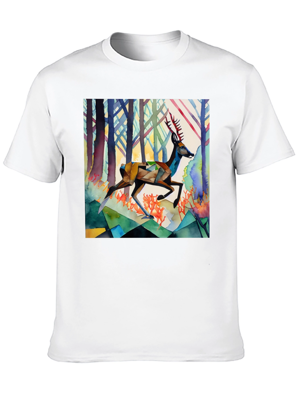 Geometric Deer Graphic Tee - Stylish Mens Shirt