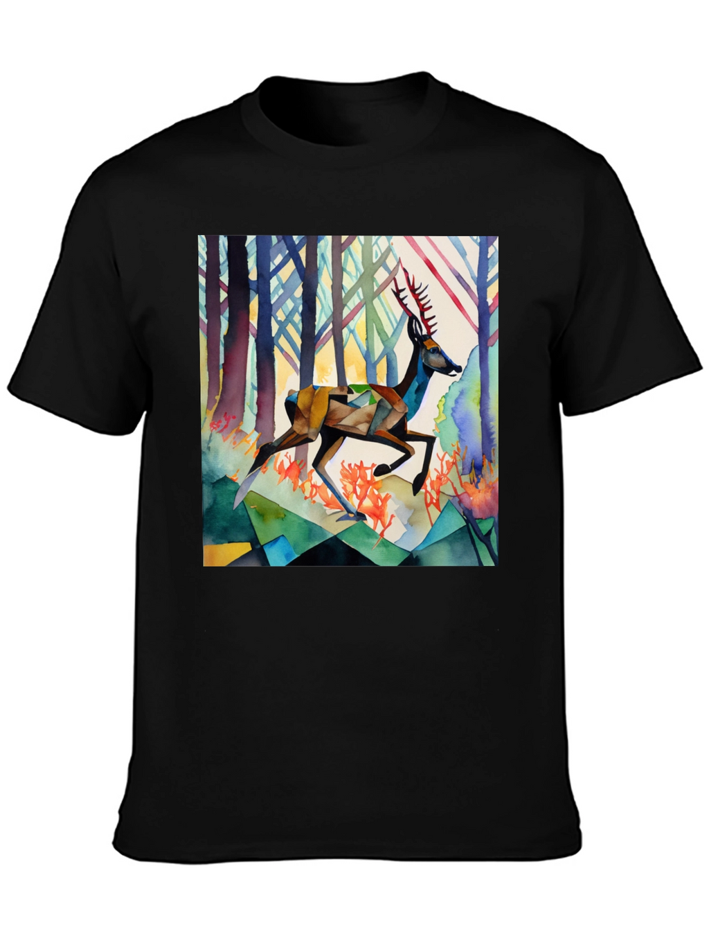 Geometric Deer Graphic Tee - Stylish Mens Shirt
