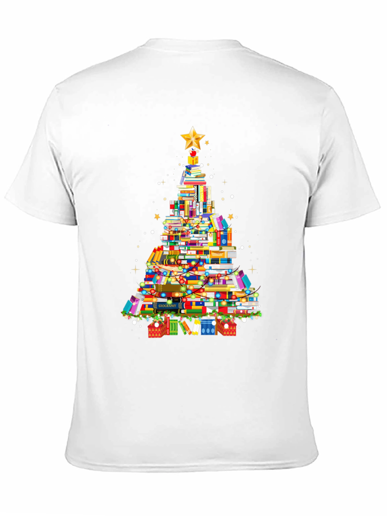 Book Christmas Tree Graphic T-Shirt