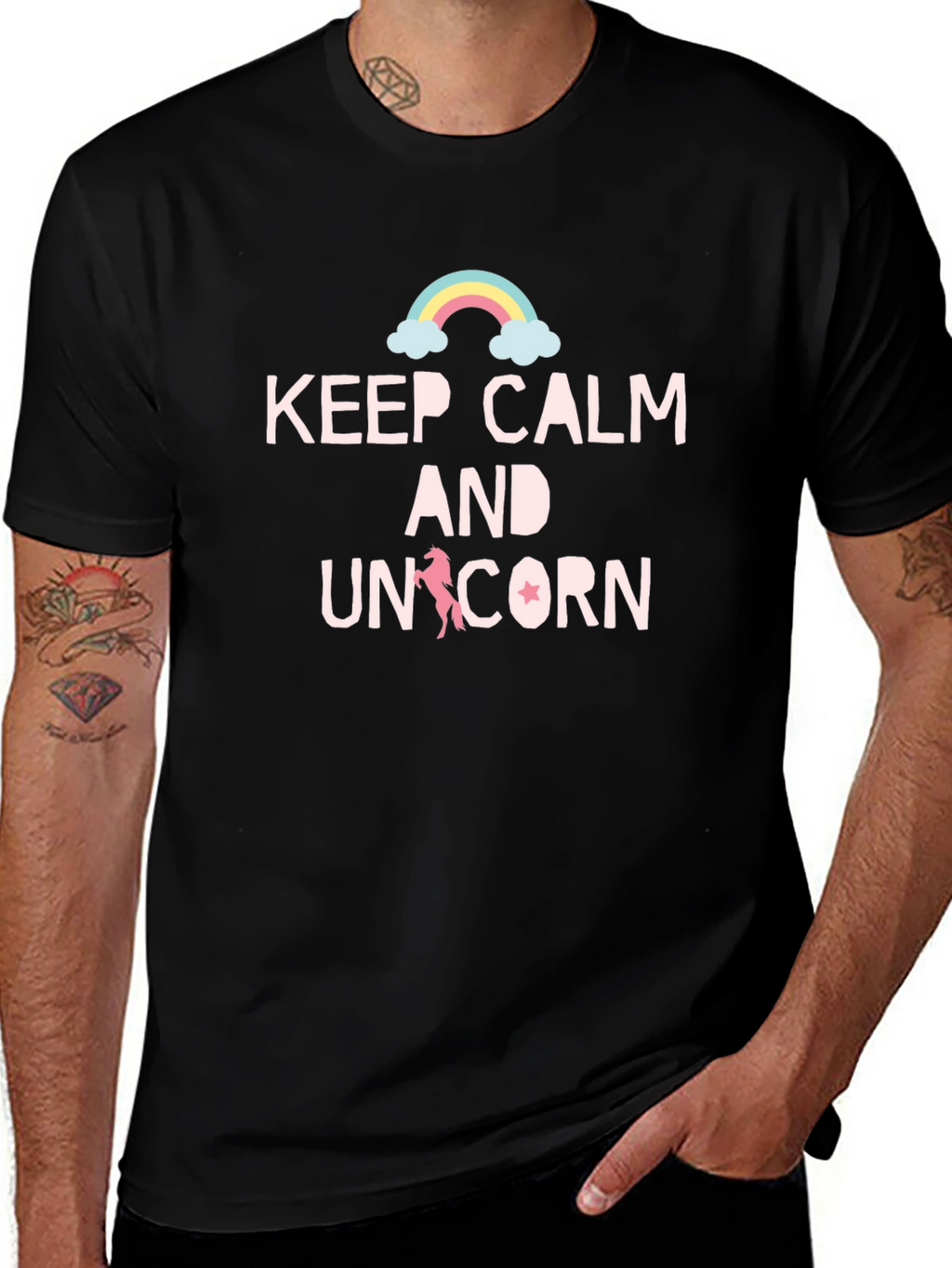 Keep Calm & Unicorn Black T-Shirt