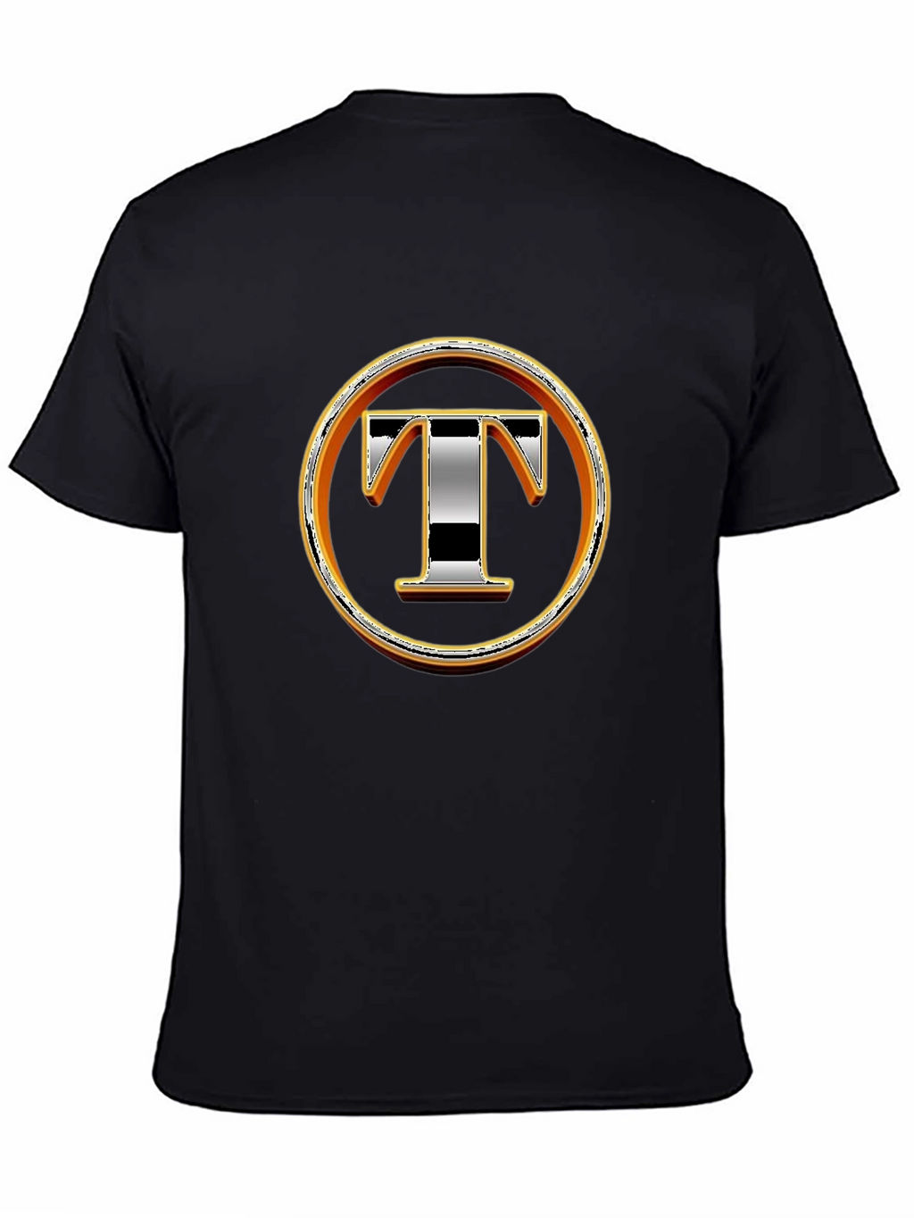 Graphic T-Shirt with Letter T Design - Black