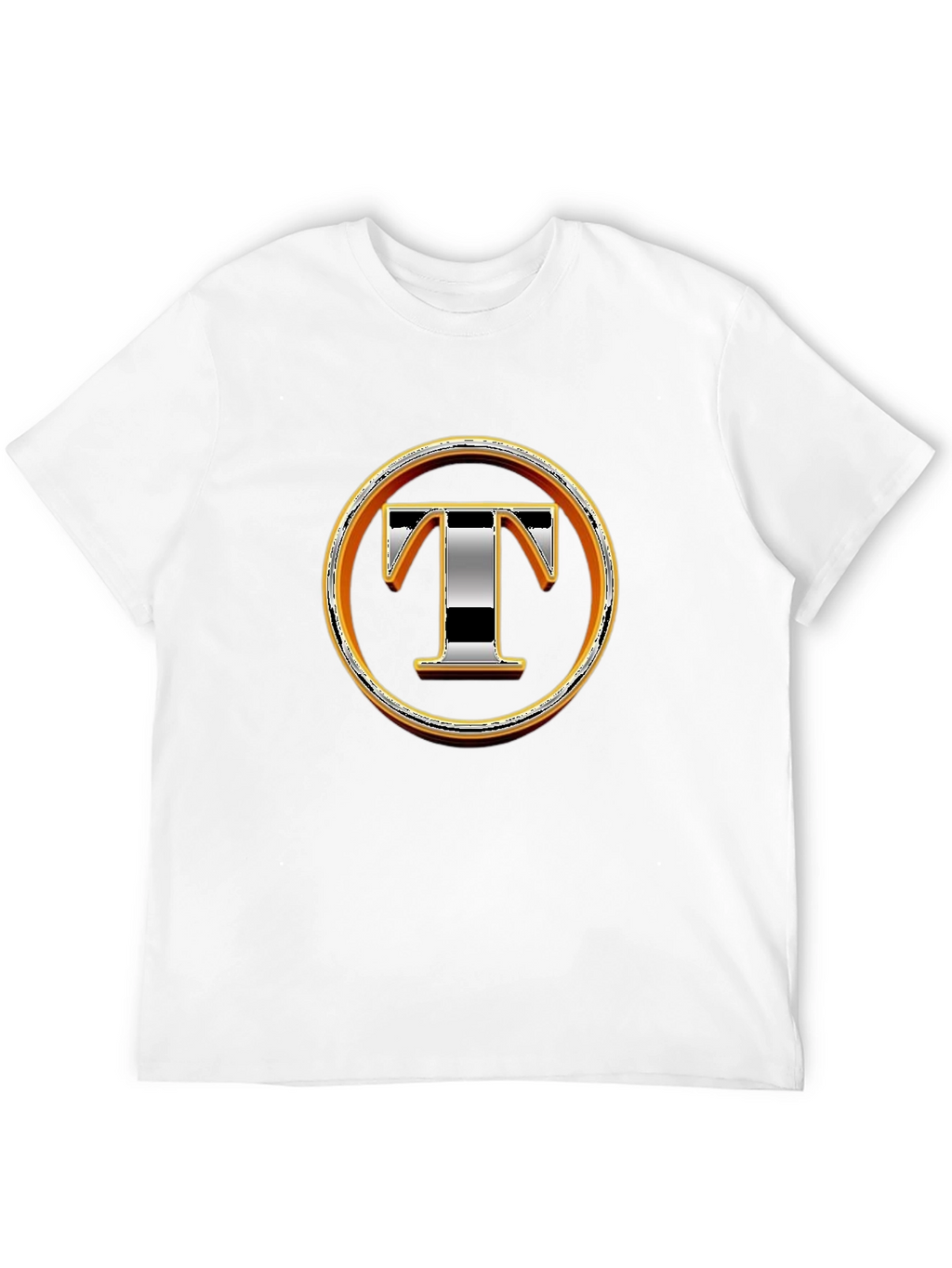 Graphic T-Shirt with Letter T Design - Black